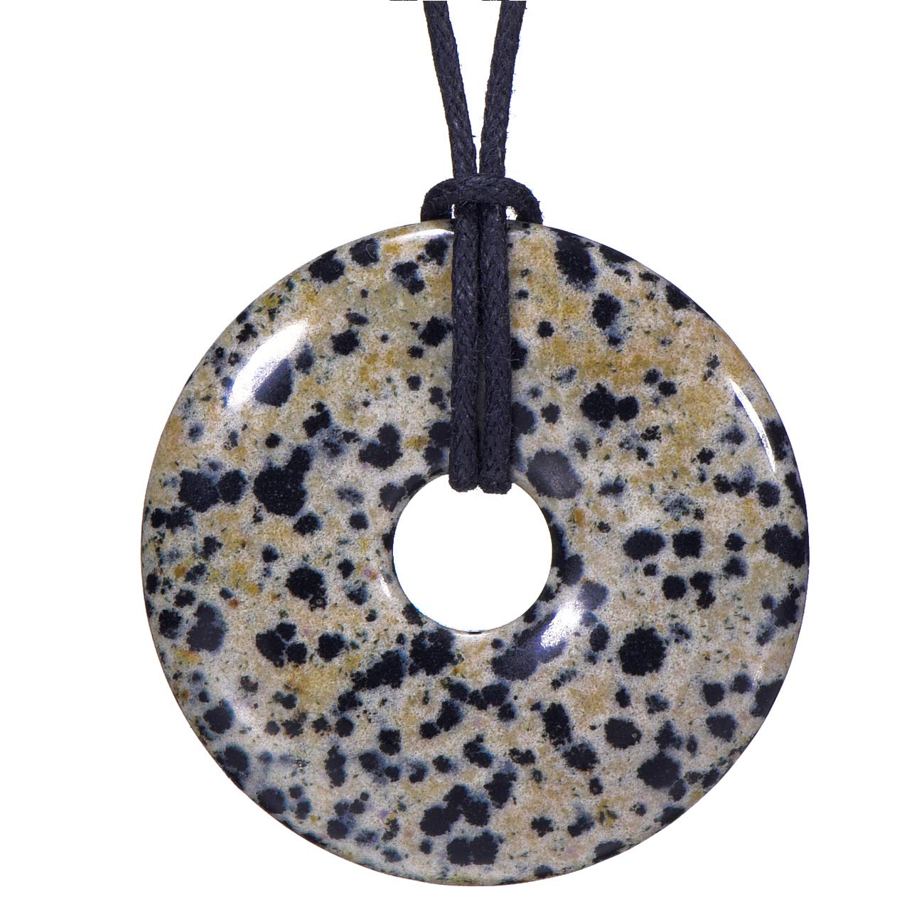 Morella Women's Necklace 31.5 inch - 80 cm Gemstone Donut gem Pendant Dalmatian Jasper in a Velvet Bag — image 1