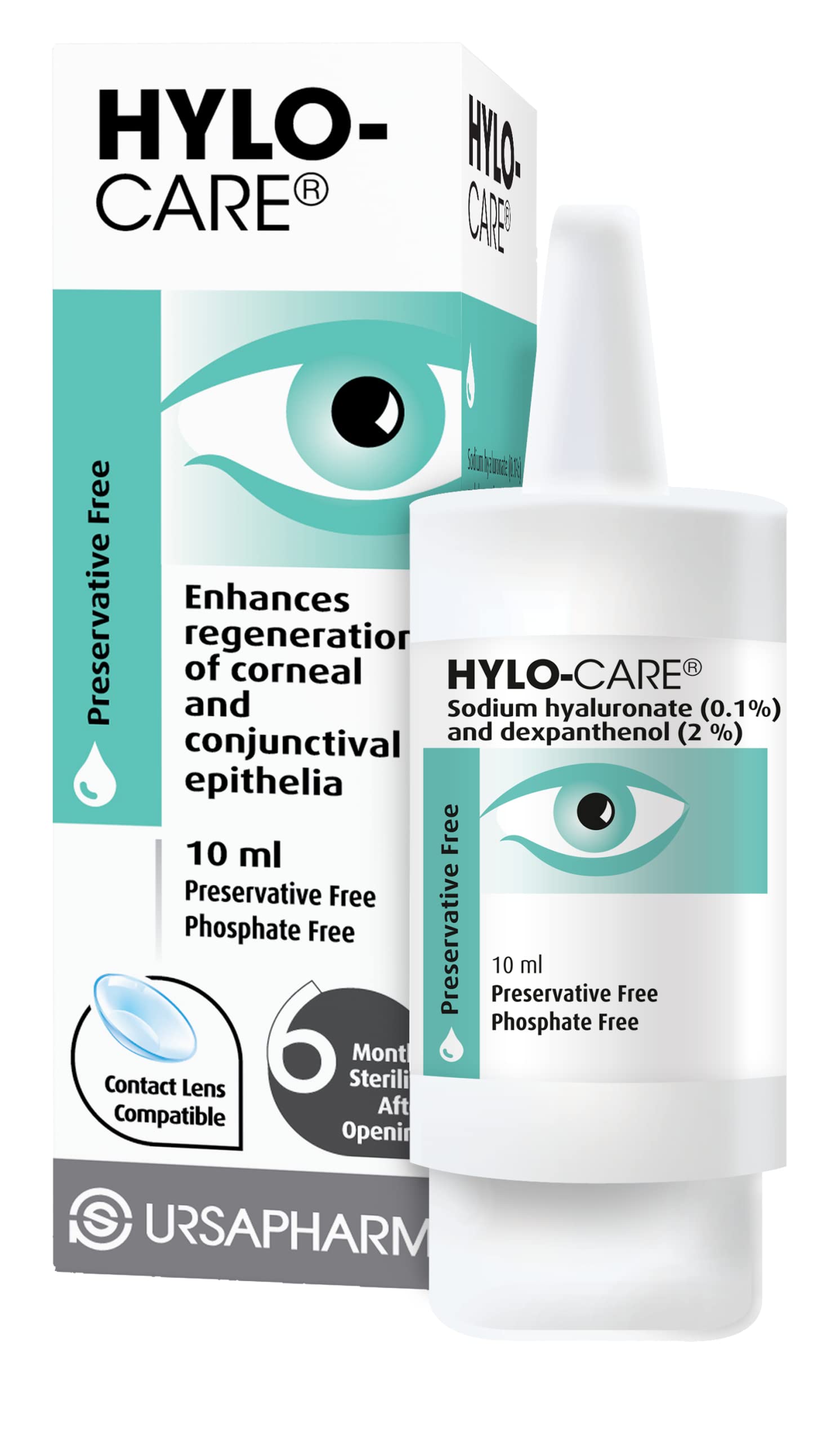 HYLO Care – Preservative Free Lubricating Eyedrops - with Sodium Hyaluronate and Dexpanthenol to Aid Healing of Eye Surface After Surgery or Injury - 10ml
