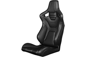 BRAUM RACING BRAUM ® - Black Leatherette Carbon Fiber Mixed ELITE-X Fixed Back Racing Seat with Black Stitches (BRR1X-BKFB)