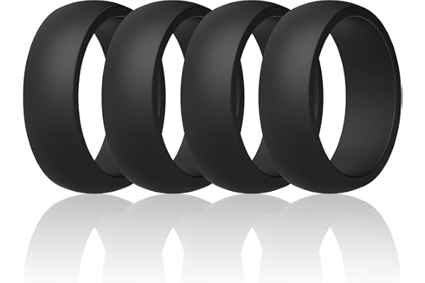ThunderFit Mens Silicone Rings Wedding Bands Classic & Middle Line 8.7mm Wide 2mm Thick - 1/4/7 Variety Multipack