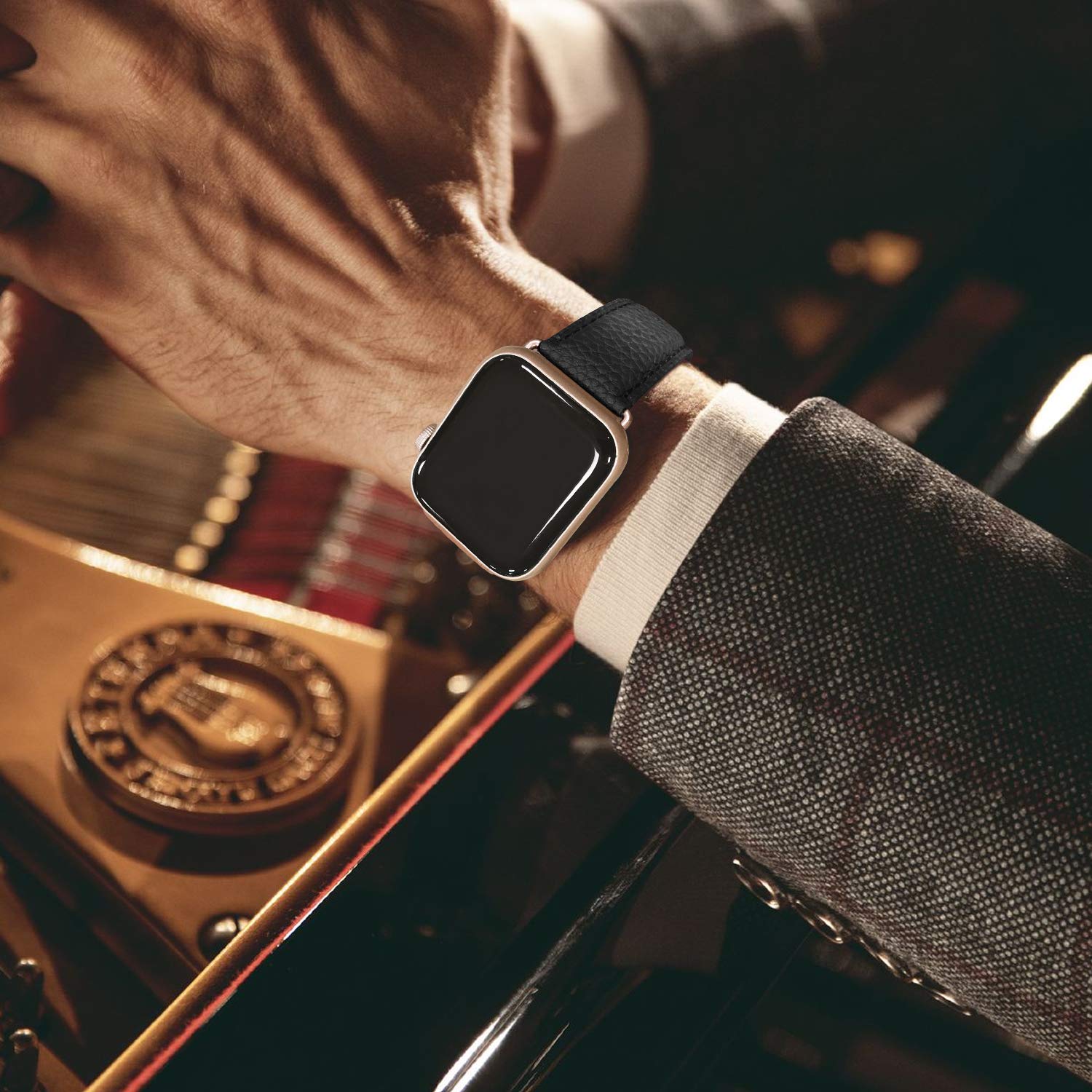 Fullmosa Leather Bands Compatible Apple Watch Band 38mm 40mm 41mm 42mm 44mm 45mm 49mm, Dressy Chic iWatch Strap with Case for iWatch Series 9 8 7 6 5 4 3 2 1 SE Ultra 2 1 for Women