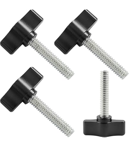 4 Viti A Farfalla 1/4-20 X 1 1/4 Con Testa In Plastica Nera, Acciaio Inox 18-8, Western Supply - Foto 3