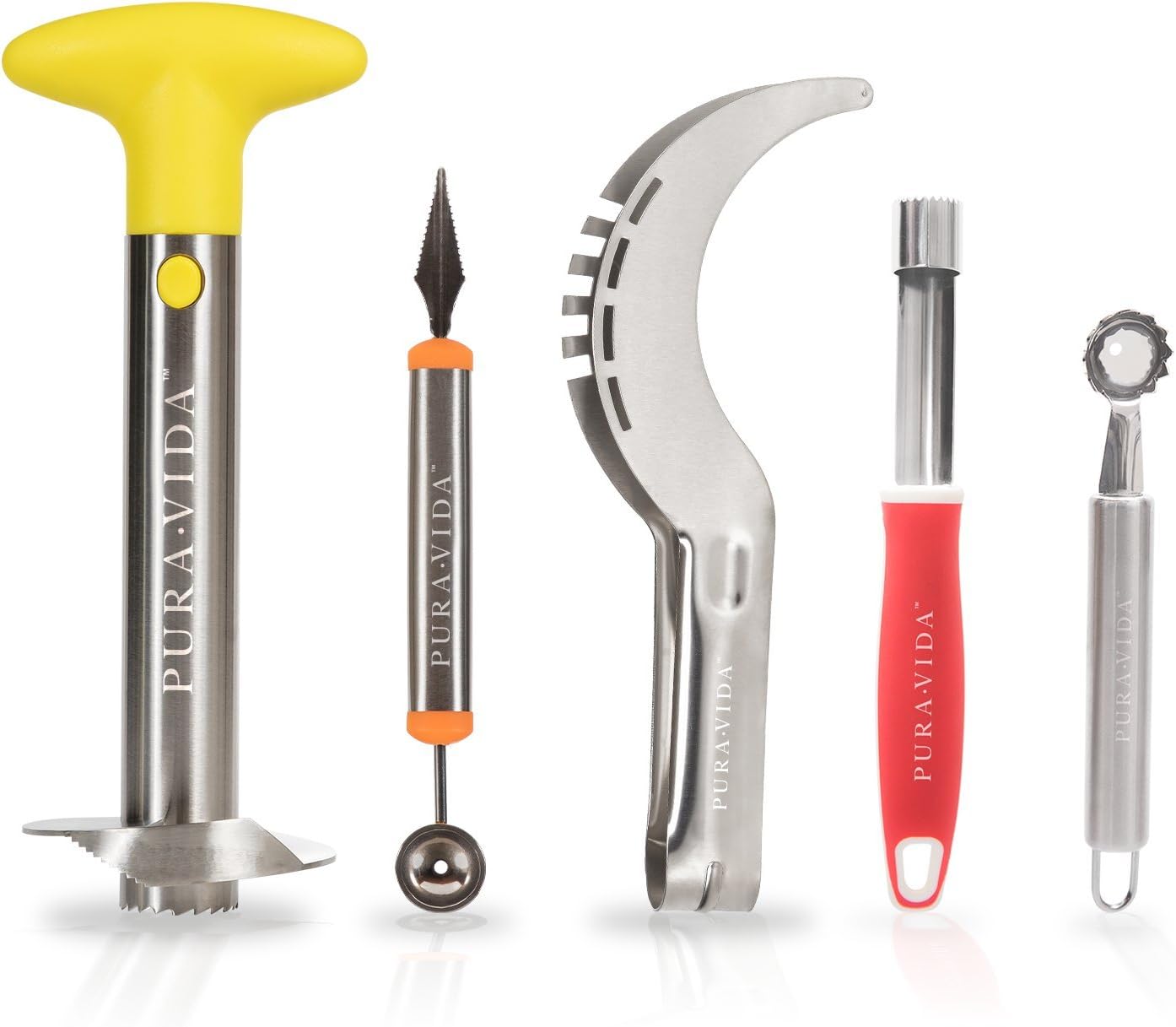 Pura Vida Stainless Steel Fruit Slicer Set Pineapple Cutter and Corer