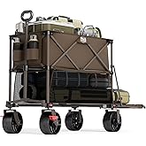 TIMBER RIDGE 400L Large Capacity Folding Double Decker Wagon with Brakes, 54" Extra Long Extender Wagon Cart, 450lbs Heavy Du