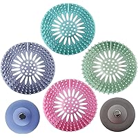 LANGTO Drain Cover for Shower – 6pc Silicone Hair Stopper Bathtub Drain Hair Catcher Cover Easy for Bathroom Bathtub and…