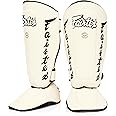 Fairtex SP7 Muay Thai Shin Guards for Men, Women, Kids | Shin Guards Made with Syntek Leather & are Premium, Lightweight & Durable | Detachable shin & Foot Protector