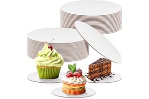 Cmkura 30 Pack 6 Inch Round Cake Boards, Disposable Corrugated White Cake Cardboard Food-graded Plate Tray Circles Base for Dessert DIY Crafts Display
