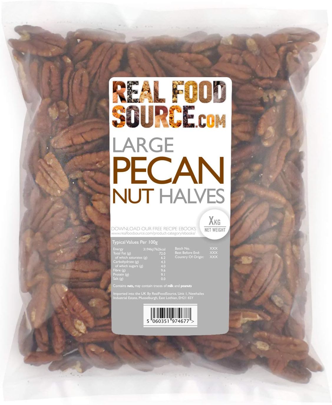 RealFoodSource Large Pecan Nuts (1kg) Amazon.co.uk Grocery