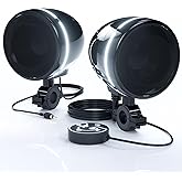 GoHawk Bluetooth Motorcycle Speakers with LED Ring, 4" Waterproof Motorcycle Stereo System, Built-in Amplifier Audio Music Player w/USB AUX for Harley ATV Scooter 4-Wheeler, AN4-Halo Black