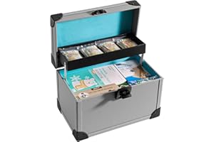 LOCKCURX Medicine Lock Box -11.2 x 6.9 x 7.5 Inch（Medium）- Gray with Tray - Childproof Medication Lock Organizer, Medication Lock Box with Key, Locking Box with Portable Storage Case