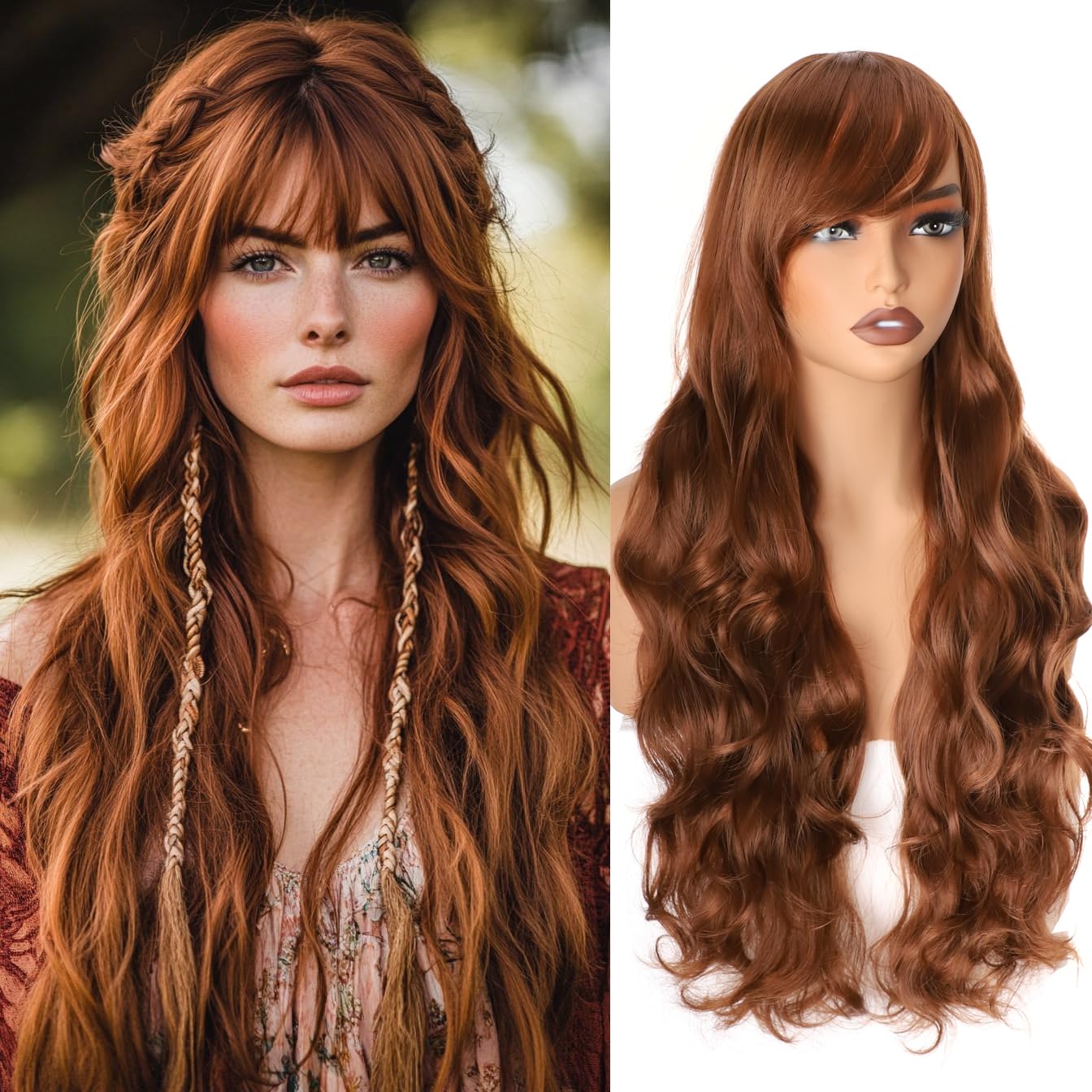 ColorfulPanda Charming Long Brown Curly Wavy Full Hair Wig Anime Cosplay Halloween Costume Party Synthetic Wigs for Women,32inch 80cm โ image 1