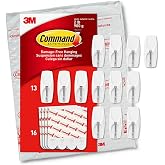 Command&reg; Medium Wire Hooks, 13 Hooks, 16 White Adhesive Strips, Damage Free Hanging Picture Hangers, No Tools Wall Hanging Strips for Living Spaces