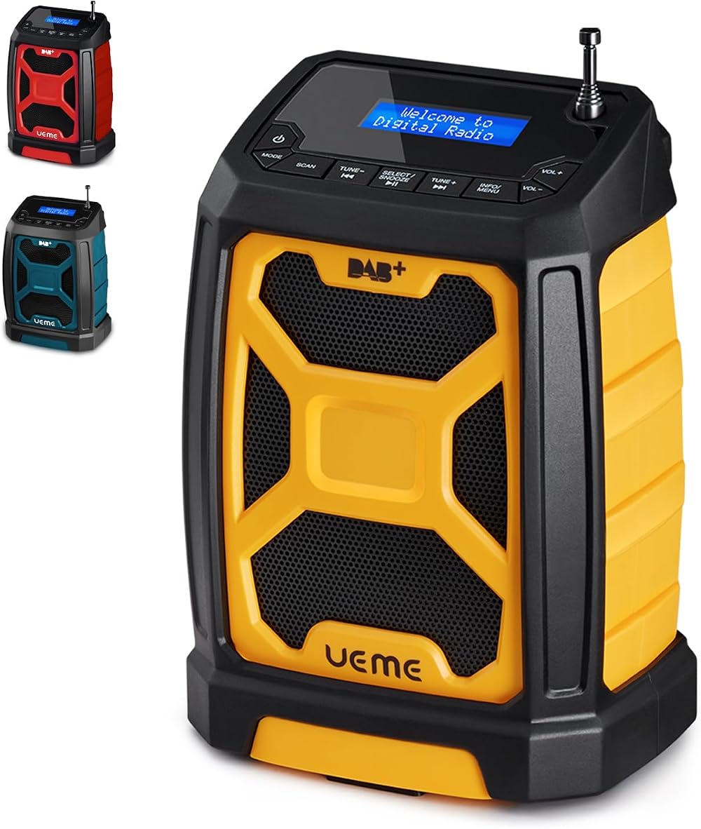 UEME 5W Rugged DAB DAB+ FM Site Radio Bluetooth USB Rechargeable Yellow