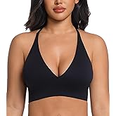 PRETTYWELL Women’s Deep V Neck Bras for Women Push up Bralettes Seamless Sexy Sports Bra Wireless Spaghetti Strap Padded Bra