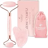 Plantifique Rose Quartz Roller & Gua Sha Set Facial Massager