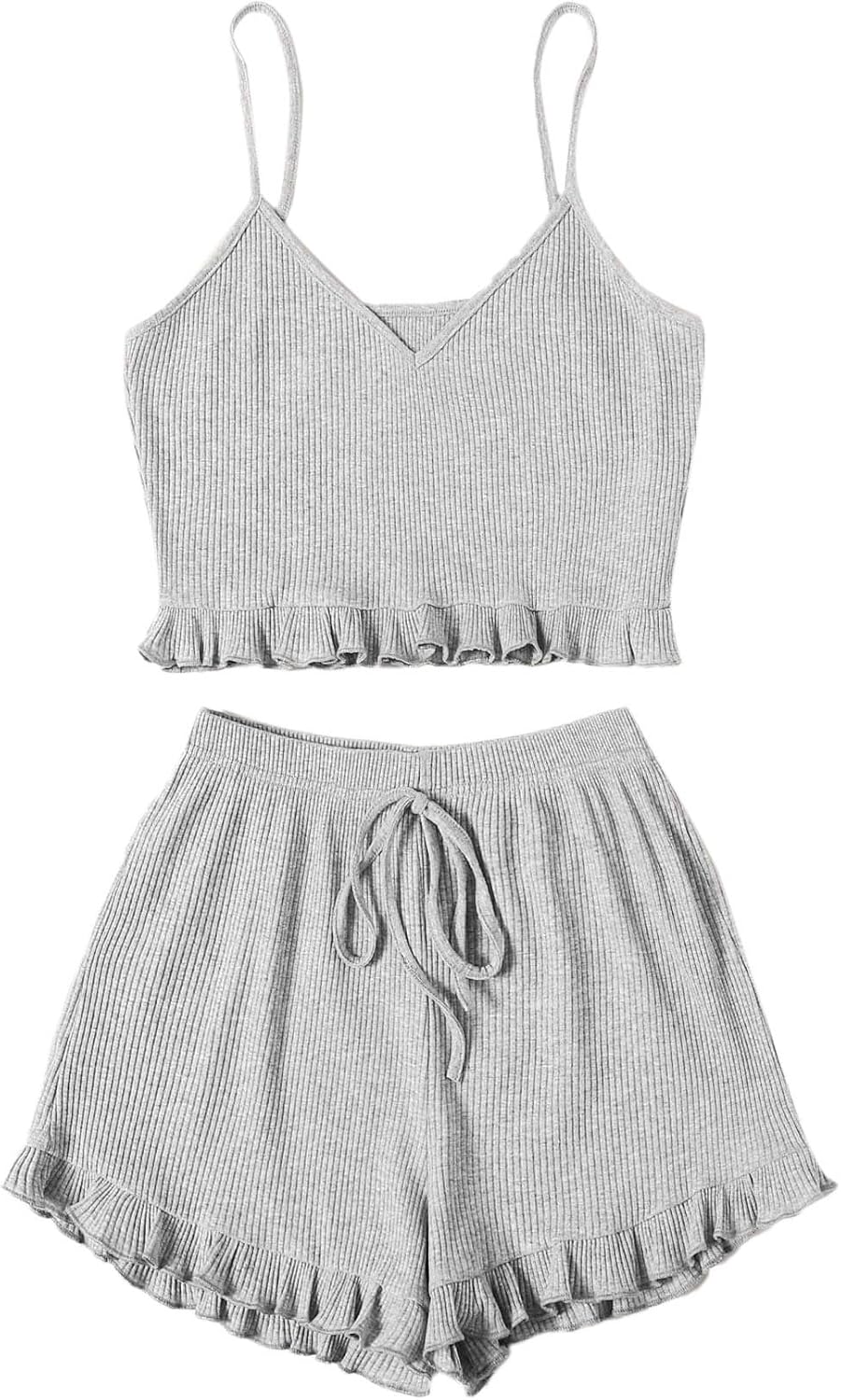 SweatyRocks Women's Suit Two Piece Outfits Sleeveless Crop Cami Top and Shorts Set at  Women’s Clothing store