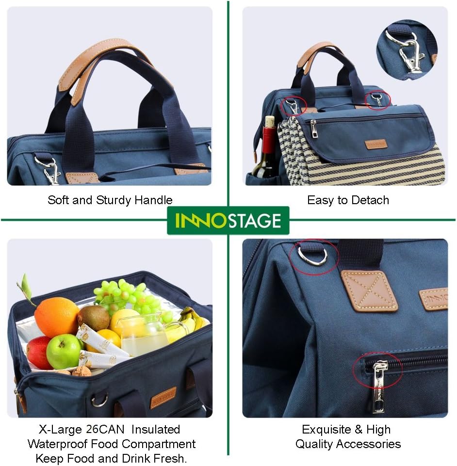 INNO STAGE Wide Open Large Capacity Picnic Backpack for 4, with