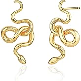 BENEIGE Gold Stud Earrings for Women Dainty 14K Gold Plated Snake Studs Earrings Handmade Hypoallergenic Minimalist Jewelry for Women