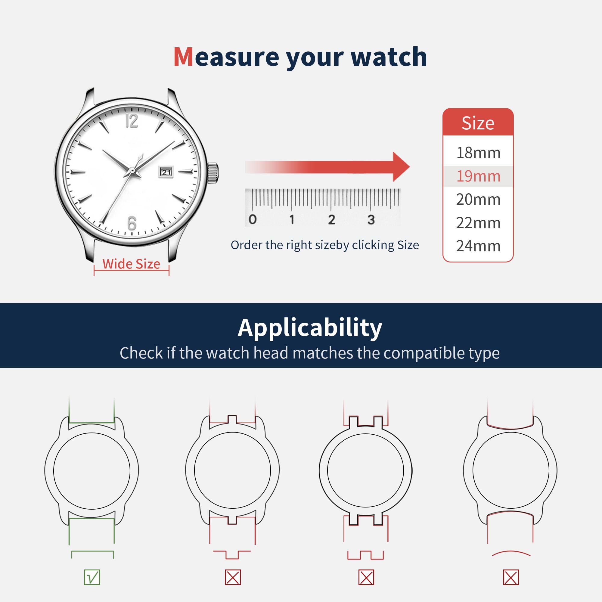 Fullmosa Watch Bands,18mm 19mm 20mm 22mm 24mm Quick Release Leather Watch Band Strap - Burnished Leather Watch Band Vintage Wristband