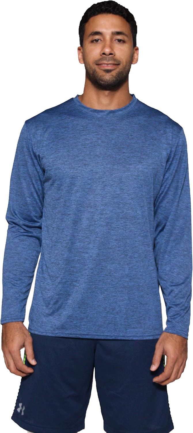 4 Pack: Men's Dry-Fit Moisture Wicking Performance Long Sleeve T-Shirt, UV Sun Protection Outdoor Active Athletic Crew Top at  Men’s Clothing store