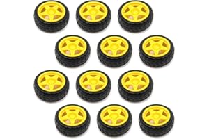 T Tulead Toy Tire Wheels Plastic Wheels Robot Parts 2.6-Inch Diameter Gear Wheel Pack of 12