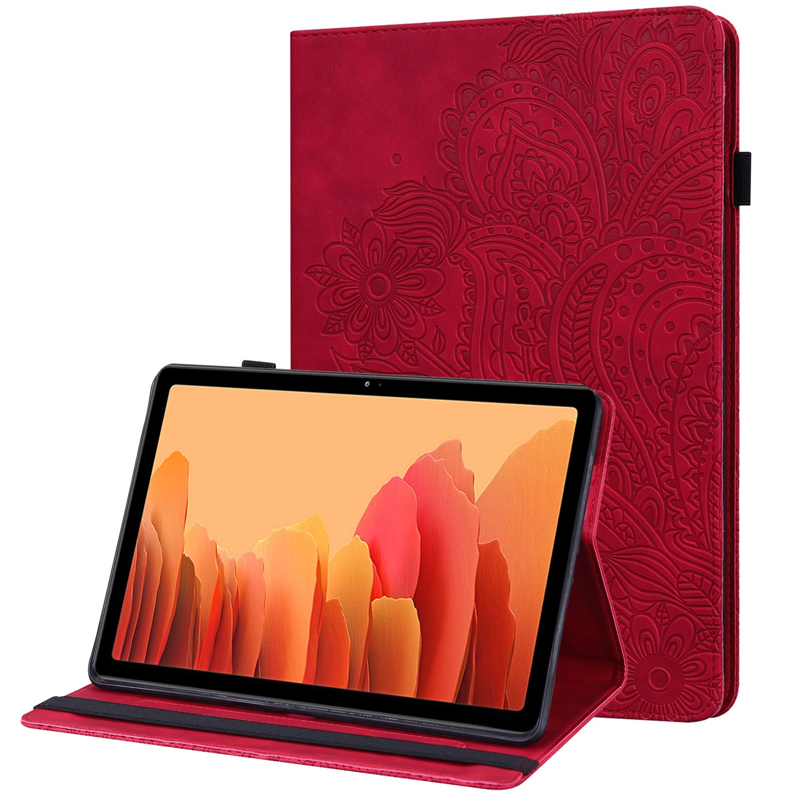 GLANDOTU Case for Huawei MatePad 10.4 inch 2022/MatePad 5G PU Leather Case lightweight Folio Flip Tablet Embossed Leather Cover Case with fold Stand Protective Shell - Red