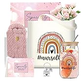 Nurse Christmas Gift Set 16oz Glass Cup Work Tote Bag Box for Women Nurses - Appreciation, Thank You, Holiday Presents for RNs Practitioners