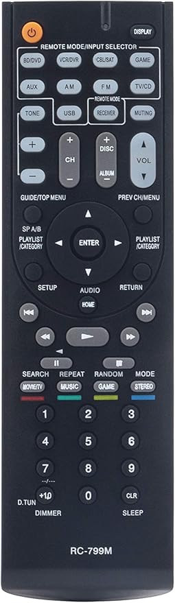 Amazon Com New Rc 799m Replaced Remote Fit For Onkyo Ht R391 Ht R558 Ht R590 Ht R591 Ht Rc330 Ht Rc430 Ht S3500 Ht S5400 Hts 5500 Tx Sr309 Tx Sr313 Audio Video Receiver Home Audio Theater