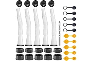 YAMATAKA Gas Can Spout Replacement Kit, Gas Can Nozzle Replacement (5 Kit), For most 1/2/5/10 Gallon Gas Cans.The seal is fully installed you can use it directly. Replacement gas can spout (White)