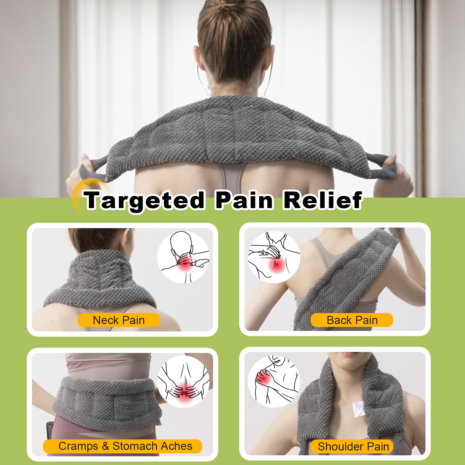 UNCN Long Wide Heating pad for Neck and Shoulders Back 33 * 5.9