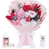Lewondr Flower for Delivery, Preserved Flowers Bouquet, Pink Roses Bouquet, Real Long-Lasting Forever Birthday Flowers Gifts for Mom Women Wife Grandma Her Mothers Day Anniversary, Light Rose