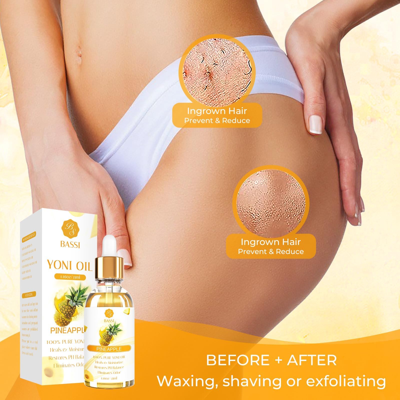 3 Packs Yoni Oil for Women - Feminine Care Oil - All Natural Vaginal Essential Oils, Reduces Odor, Restores pH Balance and Wetness, 1 fl oz/pc Strawberry Pineapple Peach Scent