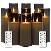 kakoya Flickering Flameless Candles Battery Operated with Remote and 2/4/6/8 H Timer Plexiglass Led Pillar Candles Pack of 9 (D2.3 xH5.5 6.5