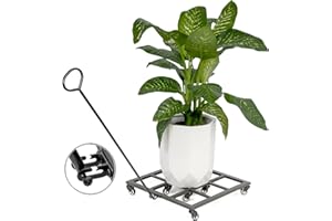 Goooxim 20-Inch Heavy Duty Plant Cart with Wheels - Indoor/Outdoor Metal Plant Stand with 8 Rolling Casters, Lockable Wheels, 500lbs Capacity - Plant Caddy Dolly for Moving Plants Easily