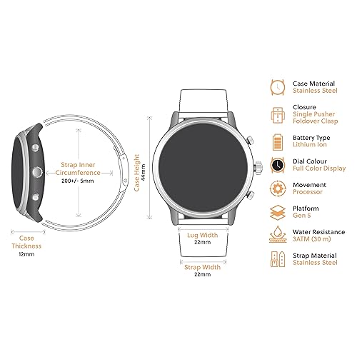 Fossil Gen Carlyle Stainless Steel Touchscreen Smartwatch with Speaker,  Heart Rate, GPS, Contactless Payment