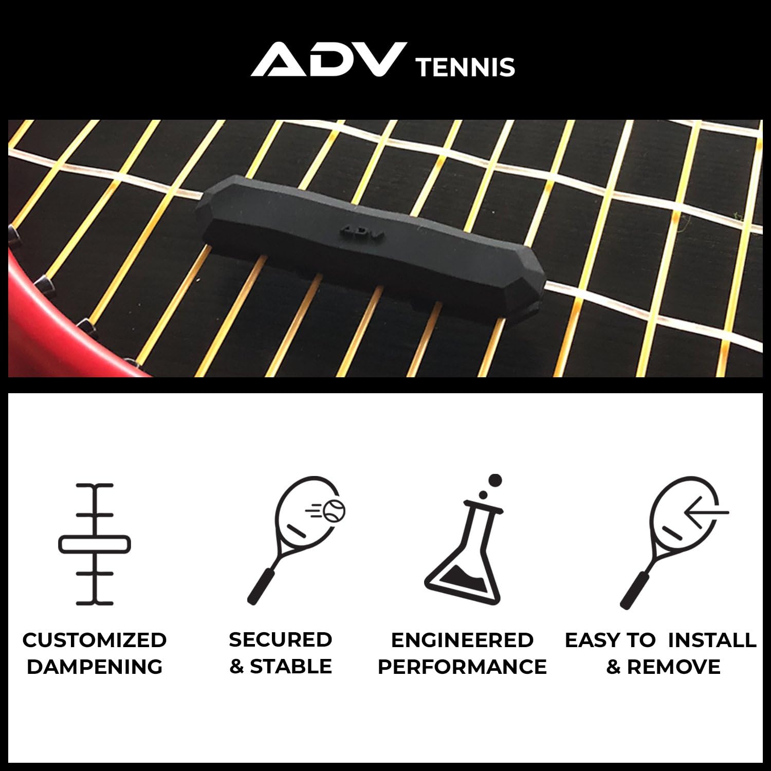 ADV Tennis Vibration Dampener - Set of 3 - Ultimate Shock Absorbers for Racket and Strings - Premium Quality, Durable, and 100% Reliable - Newest Technology (Midnight | Max Sorb 3-Pack) : Sports & Outdoors