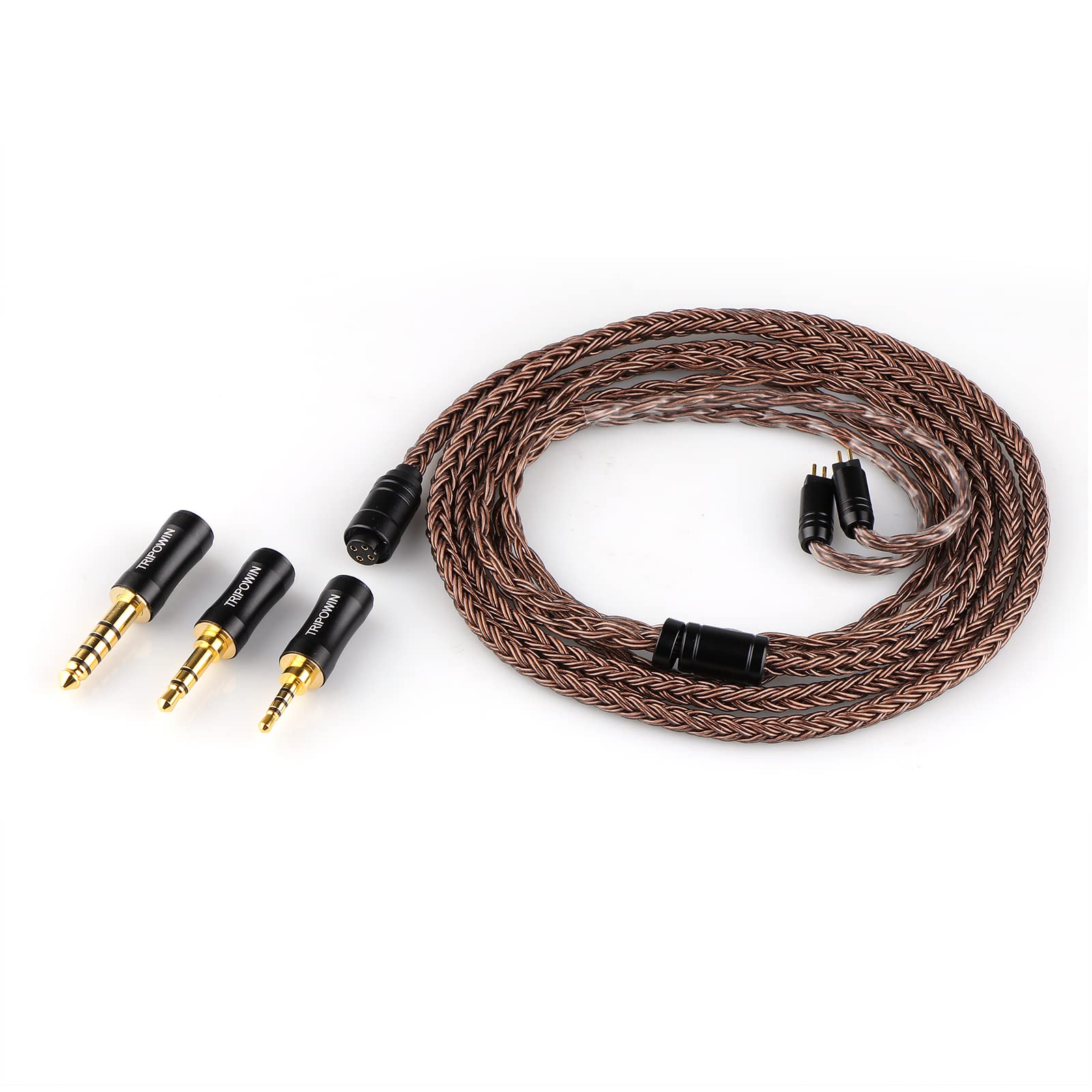 Linsoul Tripowin Amber 32AWG OFC Oxygen Free Cable HiFi IEM Cable with Interchangeable 2.5mm/3.5mm/4.4mm Plug, PVC Sleeve Replacement Cables for Audiophile (2pin 0.78mm)