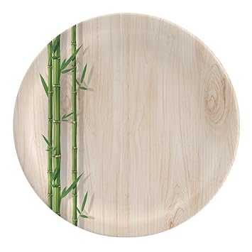 Servewell Bamboo Delite Melamine Dinner Plate Set, 28cm, Set of 6, Beige