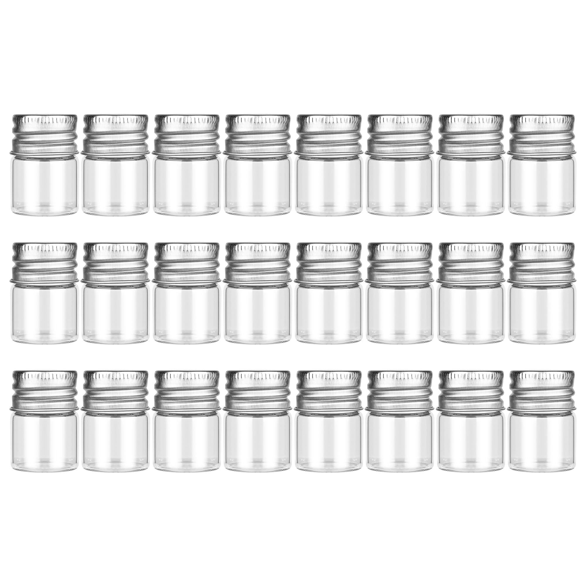 Photo 1 of HPOPO 5ml Empty Sample Bottles,Tiny Glass bottle with aluminum screw cap,24 Pack Glass Vials for DIY Art decorations,Wedding Party Favors