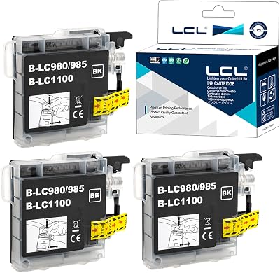 LCL LC985 Black Ink Cartridge for Brother MFC-495CW MFC-J410W DCP-J125 J315W (3
