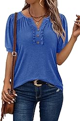 KISSMODA Women's Tunic Tops Casual V Neck Short