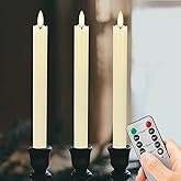 AFINETH Flameless Taper Candles with Rmote, 9.6" Real Wax Battery Operated Candles with 3D Wick, 3 Pack Led Flickering Candlesticks, Electric Candle for Home, Wedding, Party Decor, Ivory