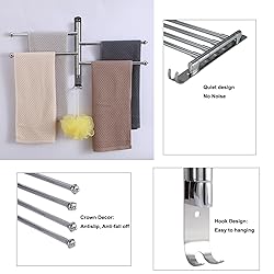 OURVII Swivel Towel Rack Hanger Towel Bar Bathrrom