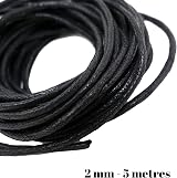 The Bead Shop Black Waxed Cotton Cord 2mm 5 Metres Jewelry String view 2
