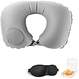 Oreiller De Voyage Gonflable En U - Pour Avion, Voiture, Camping - Avec Valve Rapide, Vert