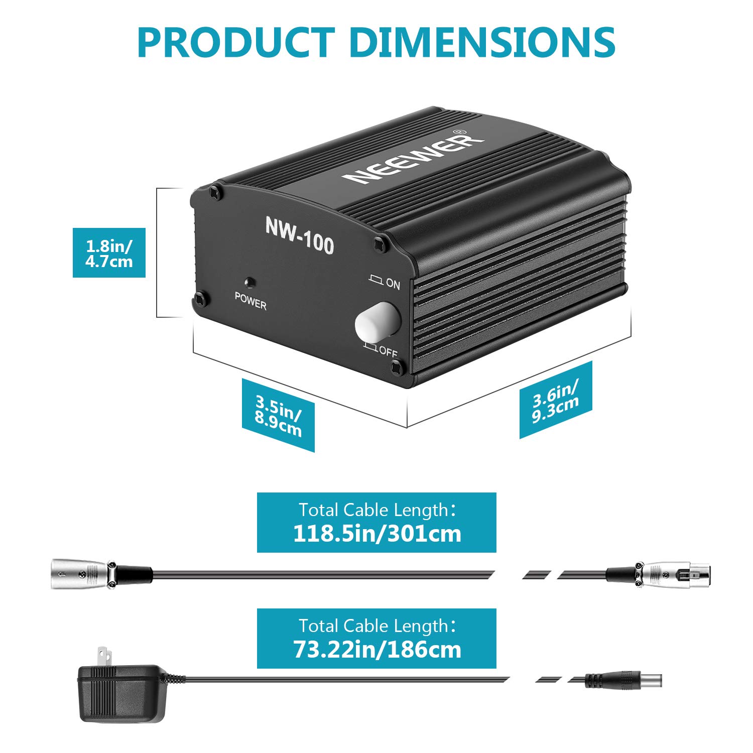Neewer 1Channel 48V Phantom Power Supply with Adapter, BONUS+XLR 3 Pin