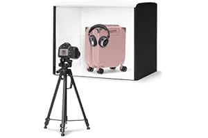 Amazon Basics Light Box Photography, 25 x 30 x 25 Inches Large Portable Foldable Photo Studio Box with LED Light, 1 Piece, Black