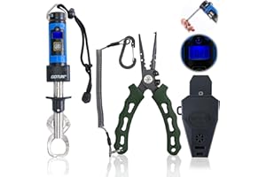 Yogayet Fishing Pliers, Fish Lip Gripper Fishing Tools 2 in 1 Kit,Fish Gripper with Digital Fish Scale, Fishing Pliers Hook Remover Split Ring, Saltwater Fishing Gear, Fishing Gift for Men