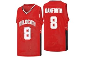 KOYY Mens Wildcats High School Musical Jersey #14 Troy Bolton #8 Chad Danforth Cat Halloween Basketball Jerseys Red/White XS-2XL