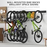 Housolution 48Inch Wall Bike Storage Rack 6 Bikes 5 Helmets Heavy Duty view 7